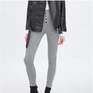 ZARA Trafaluc Legging Women Sz M Pants‎ Houndstooth Black White Office Grunge